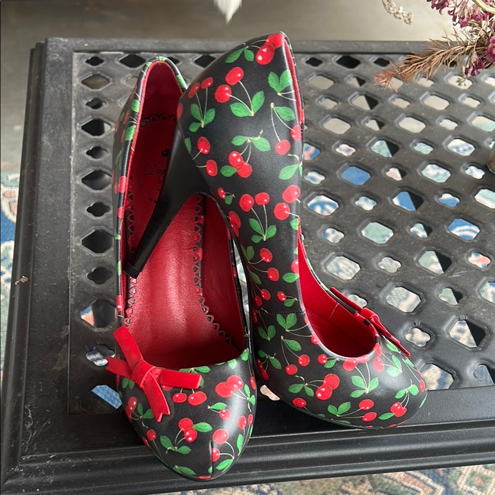 Cherry Print Women's Heels
